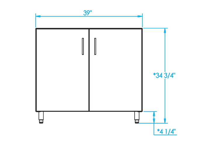 Signature 39-inch Sink Base Cabinet Dimensions Image